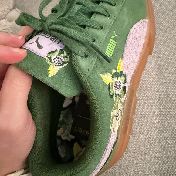 Puma x liberty mayze platform gumshoe sneaker embroidered floral green lilac ltd - Picture 3 of 17
